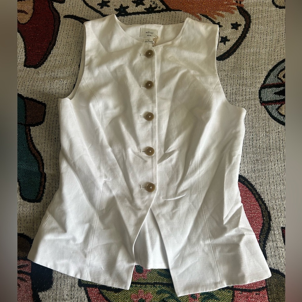 Aritzia Wilfred Regal Linen Vest NWT - Picture 2 of 7